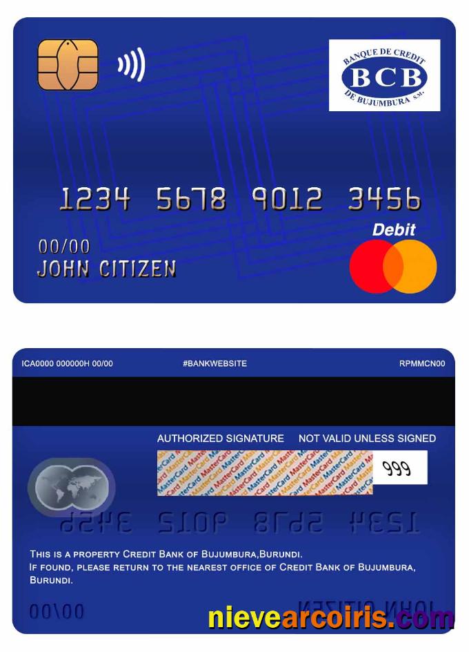 Burundi Credit Bank of Bujumbura master debit card